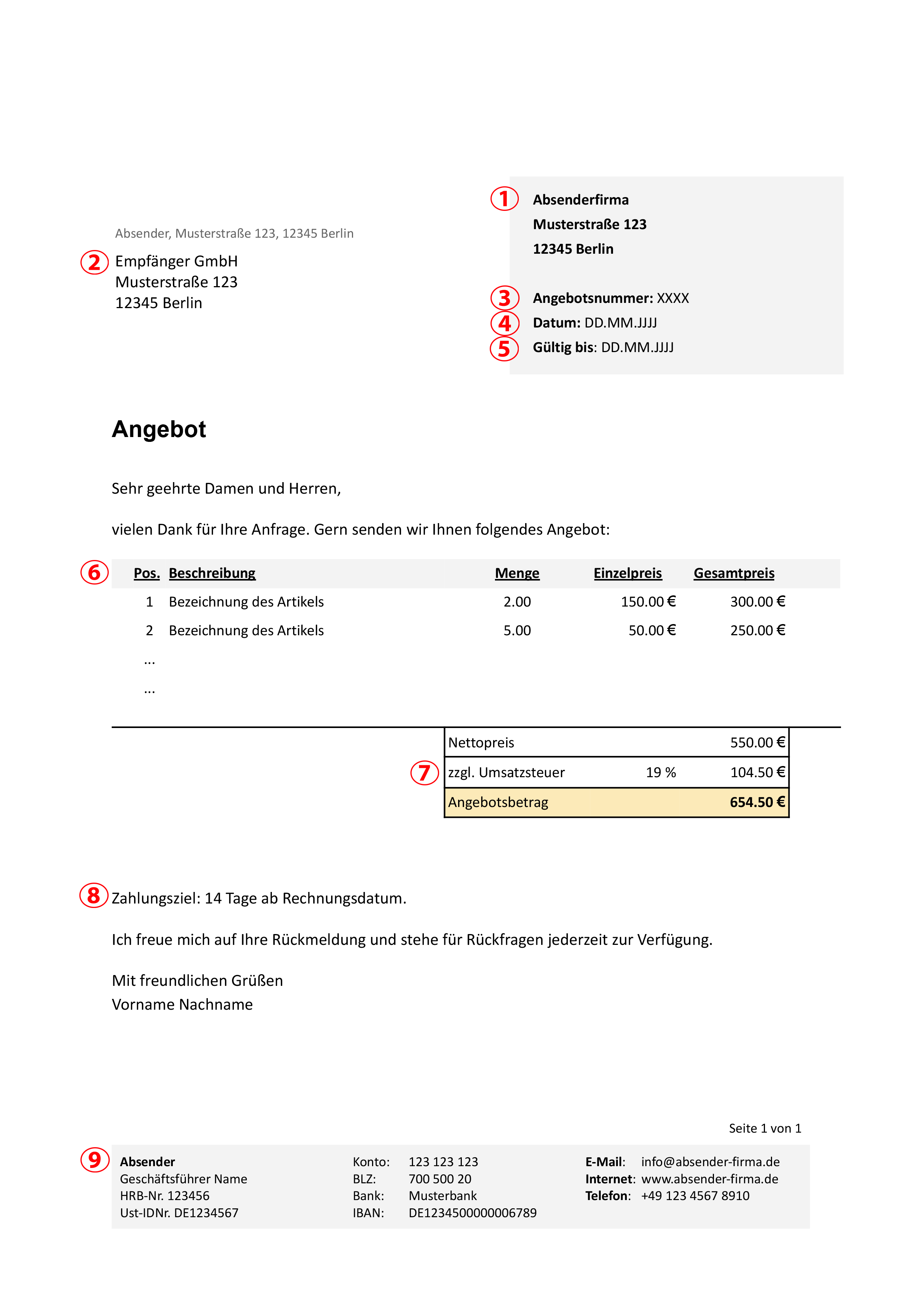 Angebot Schreiben So Erstellen Sie Korrekte Angebote Vorlage Angebot Schreiben So Erstellen Sie Korrekte Angebote Vorlage